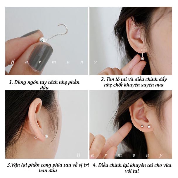 Khuyên tai nam nữ bạc tròn nhiều size hạt bi mindot basic (1 chiếc) | GEMY SILVER K56