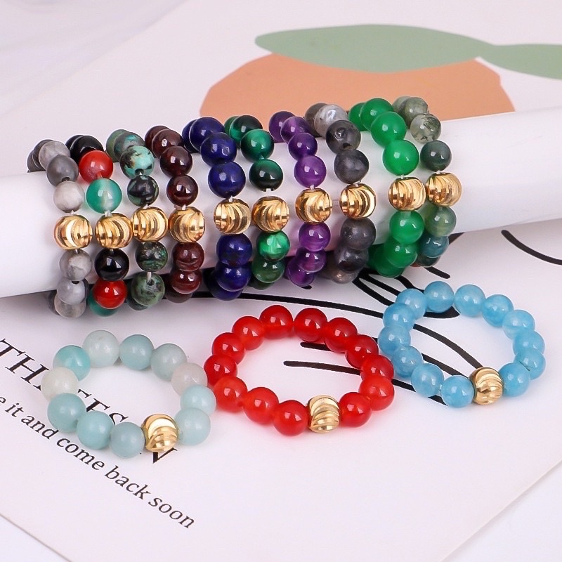 Nhẫn đá phong thuỷ nhiều màu siêu đẹp, nhẫn bằng chun free size dễ đeo🥰