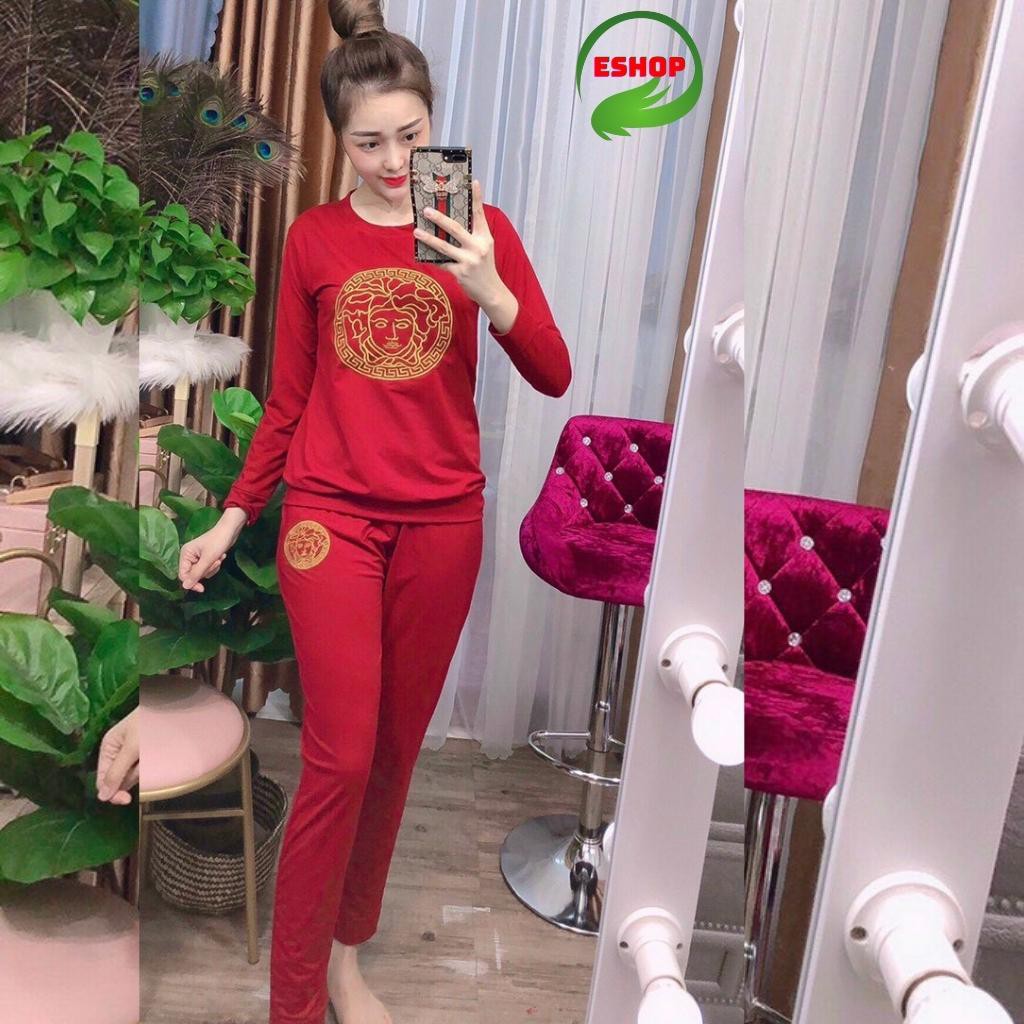 Đồ bộ nữ tay dài quần dài bigsize ESHOP đồ bộ thu đông nữ đẹp dễ thương thun cotton mặc nhà xinh Bộ ngủ mùa đông DB799
