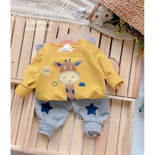 Bộ nỉ bé trai bé gái, bộ dài nỉ thu đông cho bé, bộ nỉ chui đầu thu đông bé trai bé gái