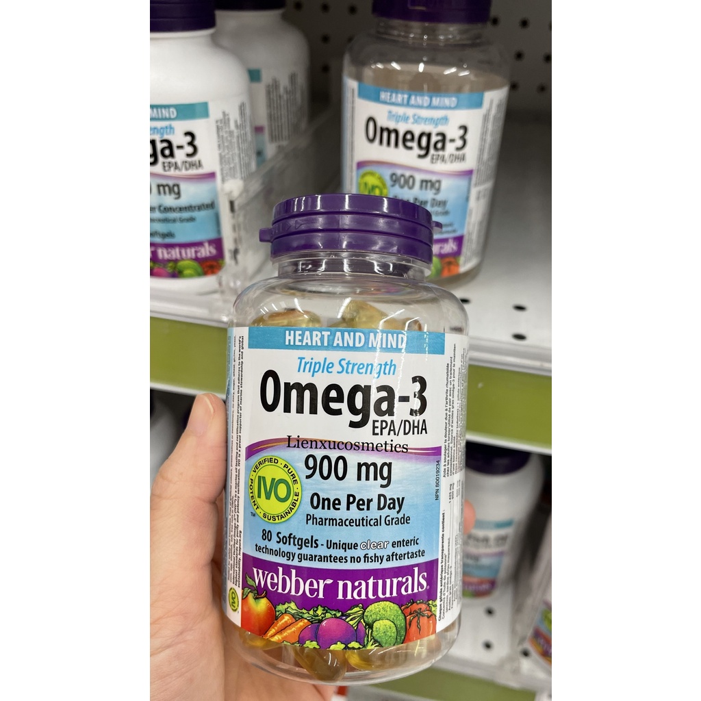 Dầu cá Omega 3 900 mg Triple Strength ber Naturals ;HSD 2027( Costco