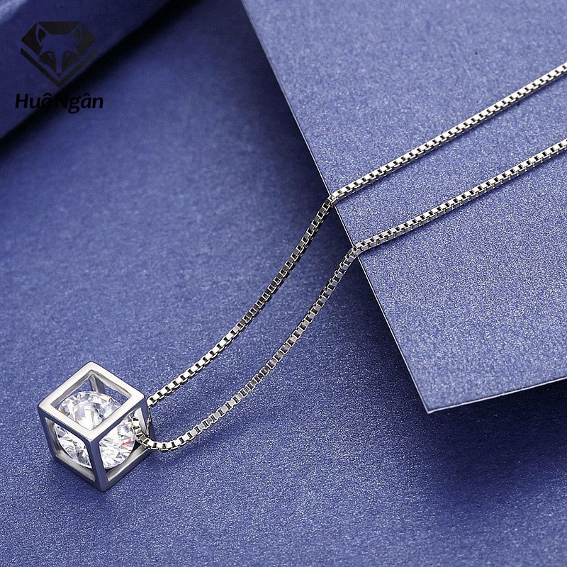 Ảnh Dây chuyền bạc Ý 925 Huệ Ngân - Hình lập phương cá tính PP1522 2