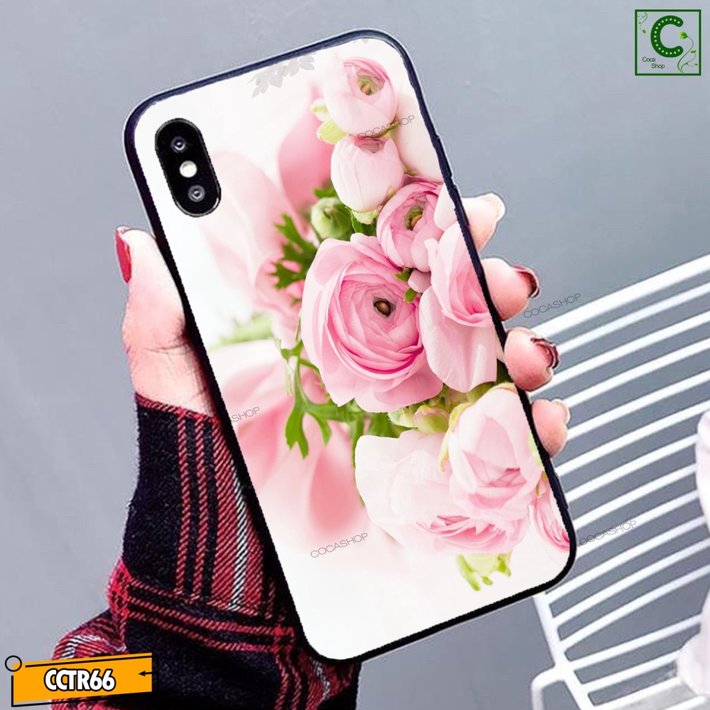 Ốp iPhone Mặt Kính Nano Dẻo - Hoa Hồng Nhẹ Nhàng Dịu Dàng