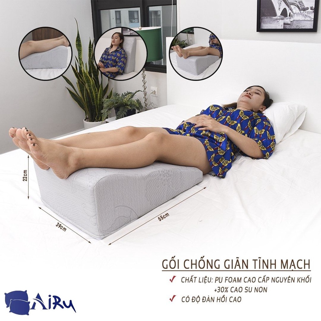 Gối hỗ trợ điều trị suy giãn tĩnh mạch chi dưới, giảm tê bi chân-Chính hãng AIRU