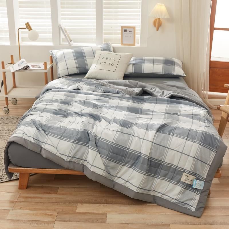 Ảnh Bộ chăn chần ga gối cotton Tici LIDACO kẻ vintage phù hợp mọi cỡ nệm 3