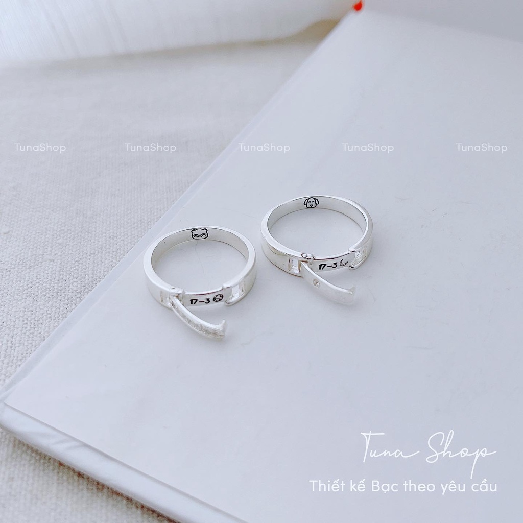 Nhẫn đôi Bạc cao cấp 𝐊𝐡𝐚̆́𝐜 𝐭𝐡𝐞𝐨 𝐲𝐞̂𝐮 𝐜𝐚̂̀𝐮 𝐕𝐢𝐝𝐞𝐨+𝐀̉𝐧𝐡 𝐭𝐡𝐚̣̂𝐭 Cam kết chuẩn Bạc TUNA SILVER Nhẫn đôi nắp bật khắc tên