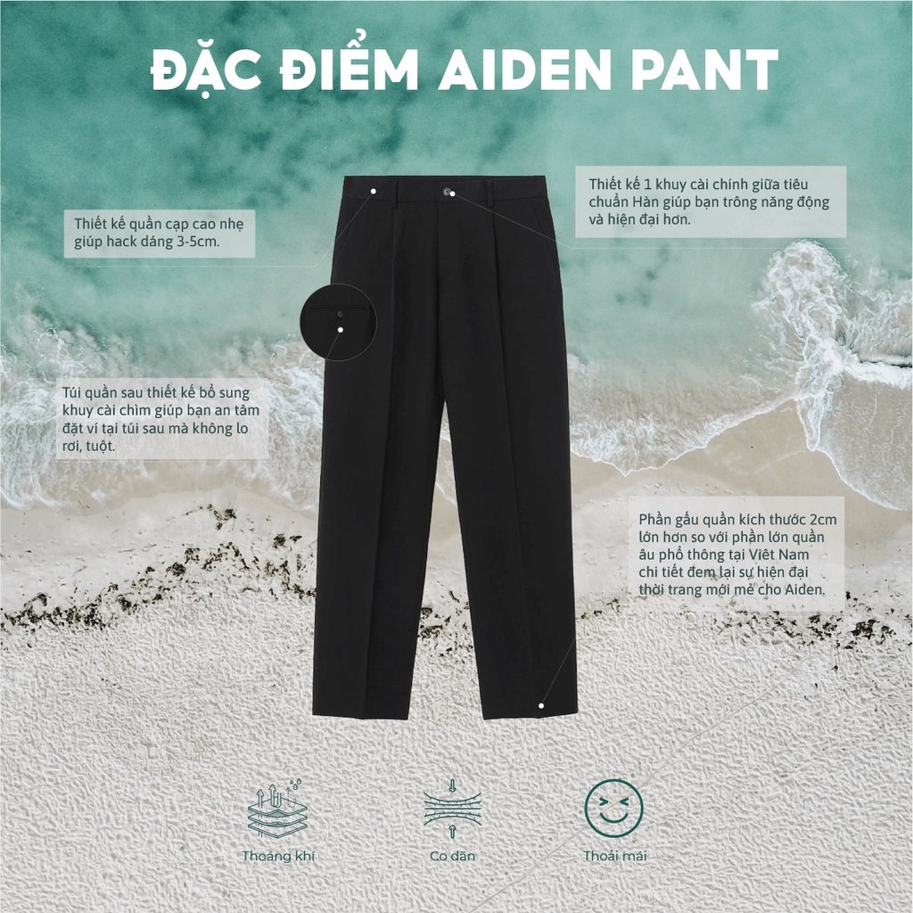 Quần âu nam đen dáng baggy Baeton Aiden cạp cao tôn dáng, co giãn thoải ...