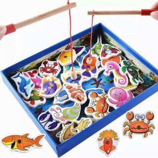 Đồ chơi câu cá gỗ 32 chi tiết câu cá loại to đồ chơi gỗ phát triển trí tuệ