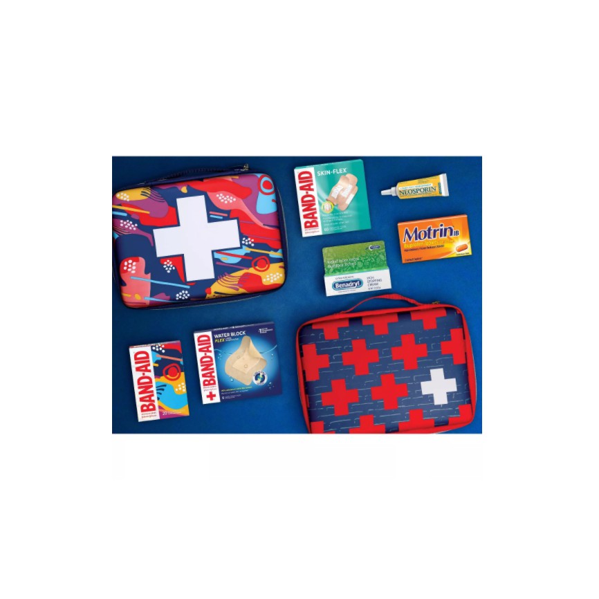 TÚI Y TẾ Band-Aid First Aid Kit MÀU ĐỎ TRẮNG - MẪU LẬP THỂ NHIỀU MÀU ...