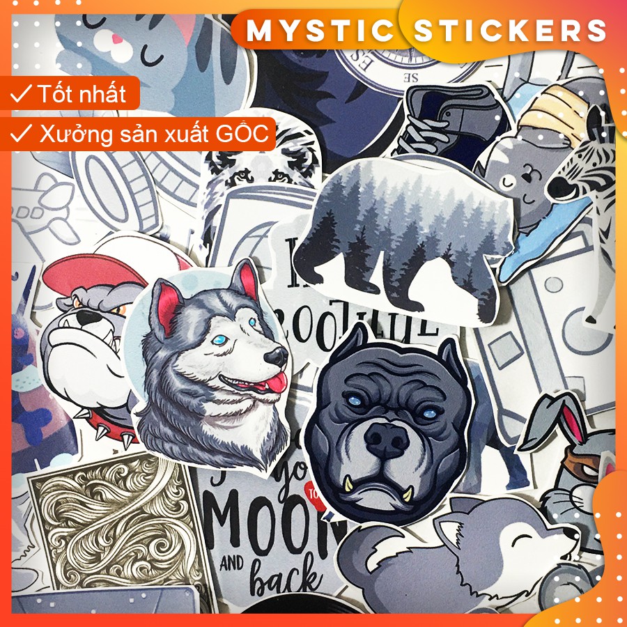 [Ghi xám- Gray] 35 Sticker chống nước trang trí,dán xe laptop mũ bảo ...