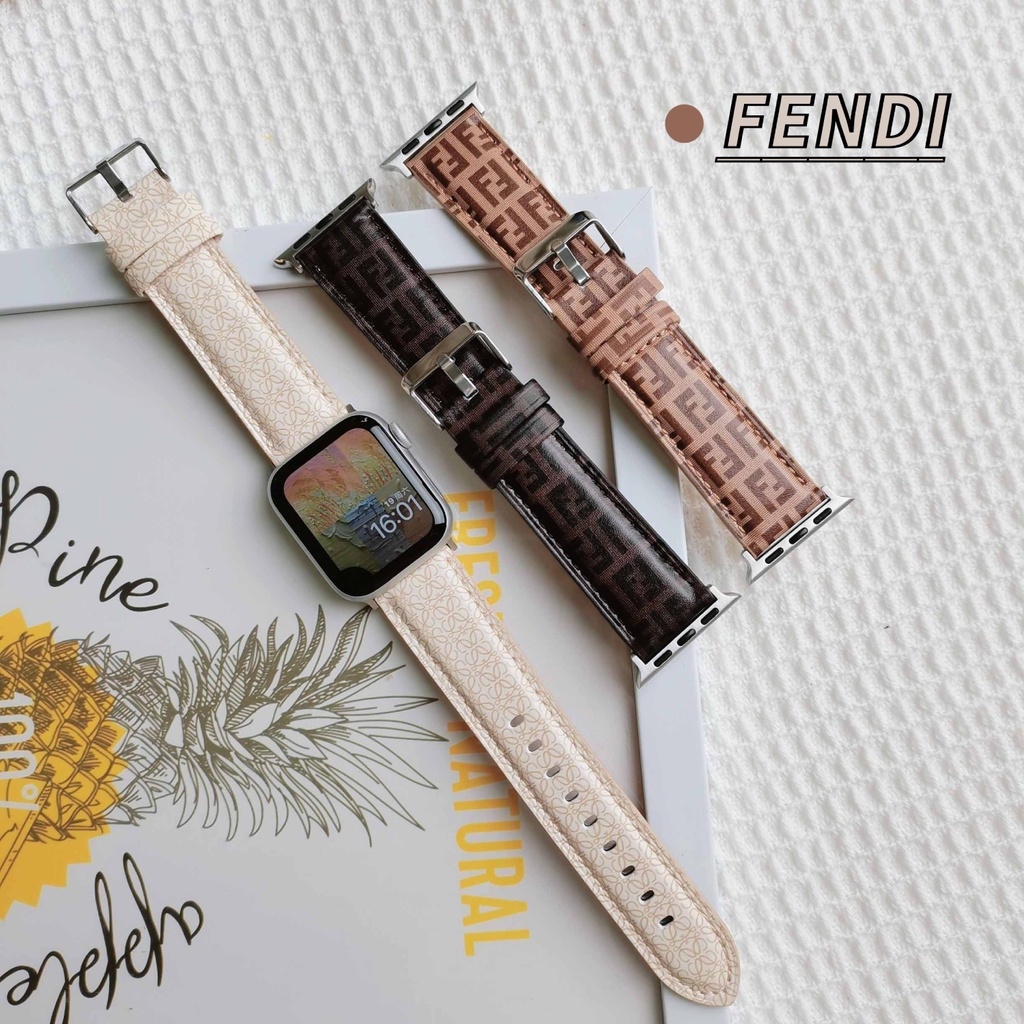 D y eo B ng Da Th t Phong C ch FENDI Cho ng H Th ng Minh Apple Watch series 7 1 2 3 4 5 6 se 6 40mm 44mm 45mm 41mm