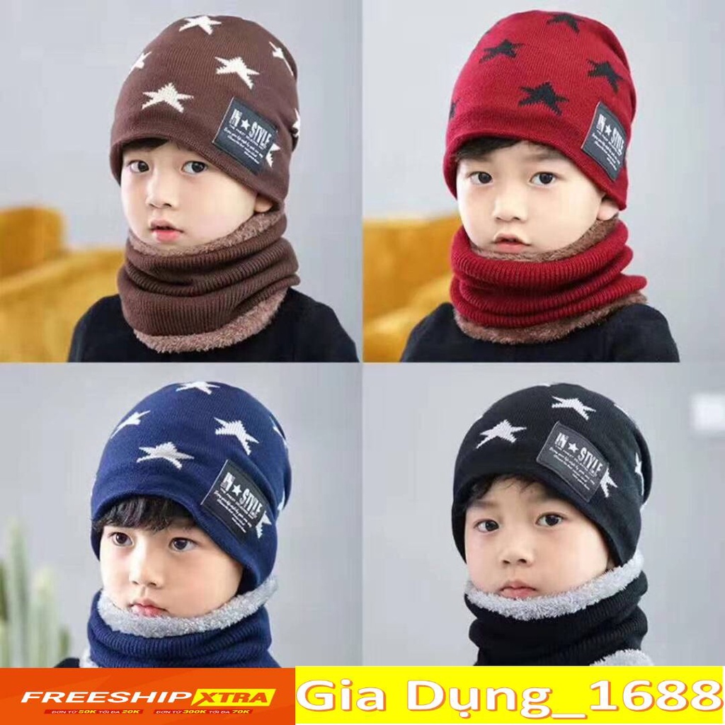 Mũ Len Cho Bé💚CAM KẾT CHUẨN💚Mũ Kèm Khăn Quàng Cổ Mẫu Ngôi Sao(Tuyển   )