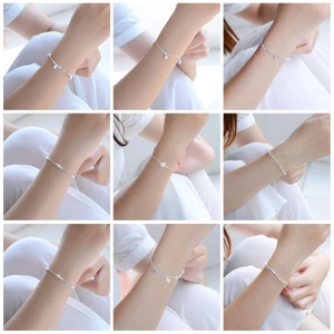 JOJO COCO vòng tay Dây Tua Rua Nhiều Lớp Bằng bạc Hình Hoa / Trái Tim Cho Nữ