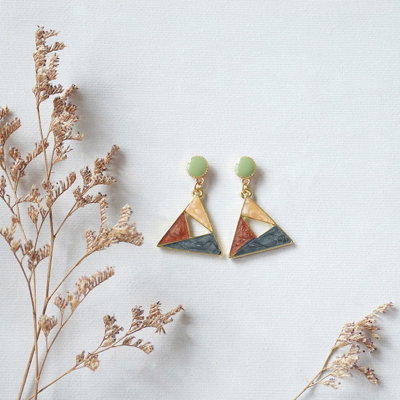 Ảnh Pinkdudu 3 Màu Sắc Rỗng Tam Giác Thả Eearrings S925 Bạc Kim Sáng Tạo Bông Tai Hợp Kim Dành Cho Nữ Trang Sức Quà Tặng PD574 4