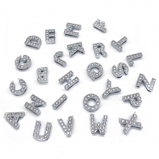 Quyến Rũ Pha Lê Kim Cương Hợp Kim Bạc Chữ PVC Lỗ Giày Hoa Bạc Chữ Giày Quyến Rũ Giày Phụ Kiện Trang Trí