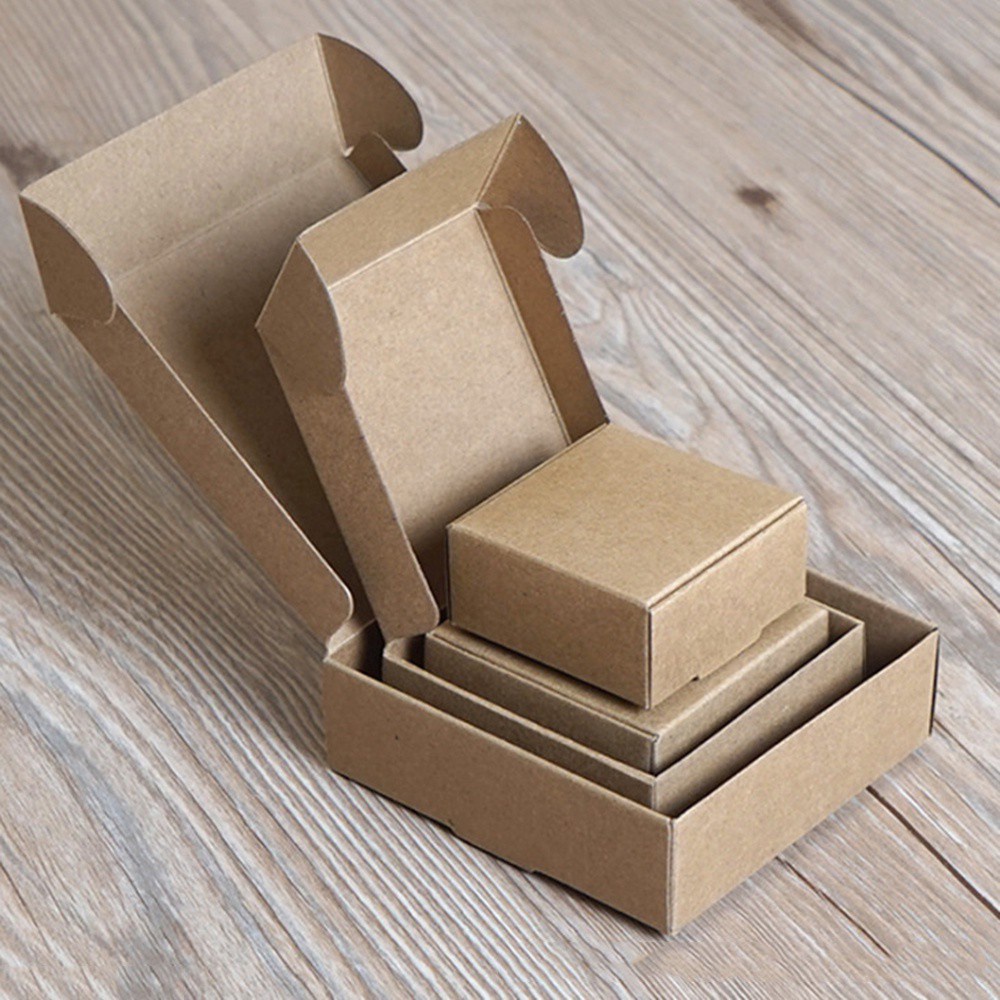 NHỎ 10 Chiếc 9sizes Đồ Dùng Dự Tiệc Hộp Giấy Kraft Trang Sức Gói Tông Gói Đám Cưới Nhỏ Sự Kiện Thủ Công Handmade Kẹo Lưu Trữ / Nhiều Màu