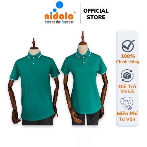 Áo thun Polo Nam Nữ có cổ NIDALA chất liệu cá sấu poly Thái chuẩn đẹp, màu xanh lý