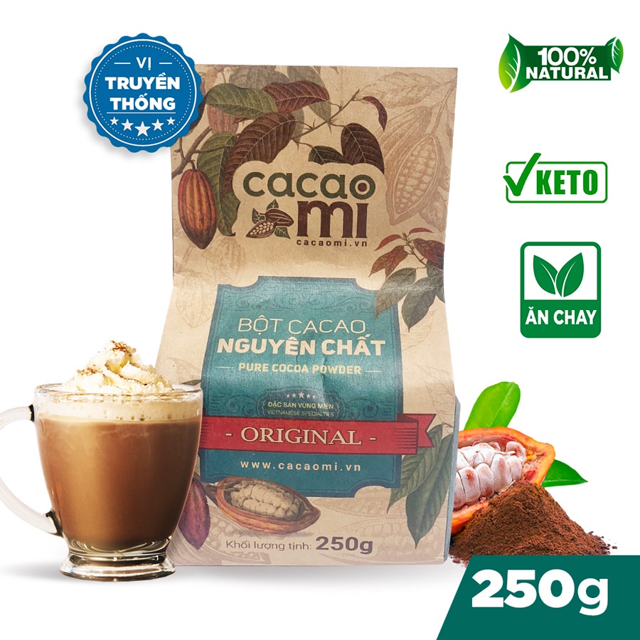 Ảnh Bột cacao nguyên chất không đường CACAOMI Original chuẩn ăn kiêng Keto Eat Clean, ăn chay [80g/250g] 3