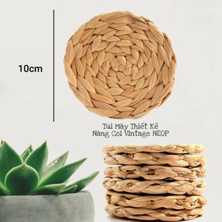 Thảm Lót Lục Bình Tròn Vintage 10cm - Dùng Lót Ly/Chén/Bát - Trang Trí - Chụp Ảnh Sản Phẩm - Hàng Thủ Công Xuất Khẩu