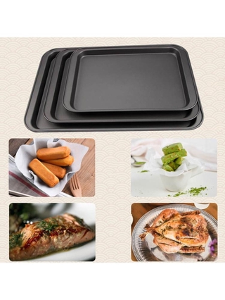 Carbon Steel Rectangle Plate Tray Non Stick Pizza Pan Cake Mold Baking Bakeware
