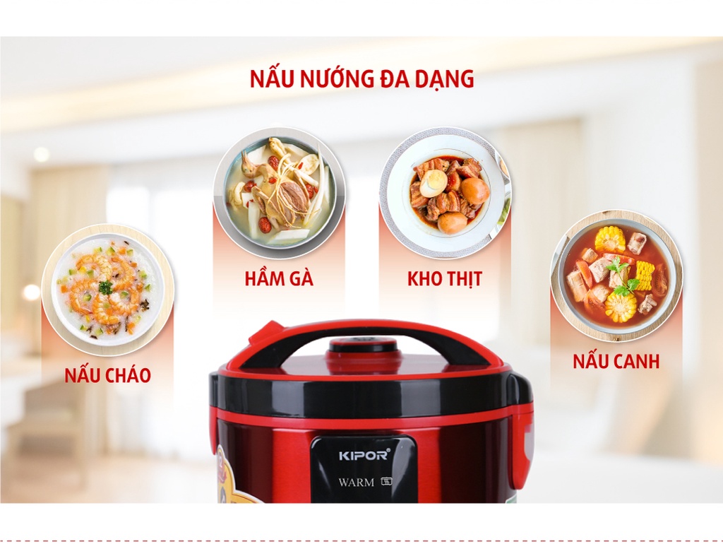 Mô tả Nồi cơm điện KIPOR KP-N1512 - 1.2L - Nồi cơ chống dính TEFLON 5 lớp dầy 3mm nặng 690G - Bảo hành tại nhà 12 tháng - 5