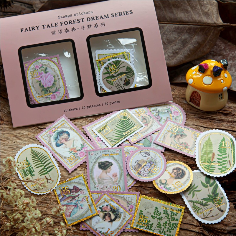 Sticker vintage trang trí sổ bullet journal scrapbook nhật kí album hình con tem HD139-K57.