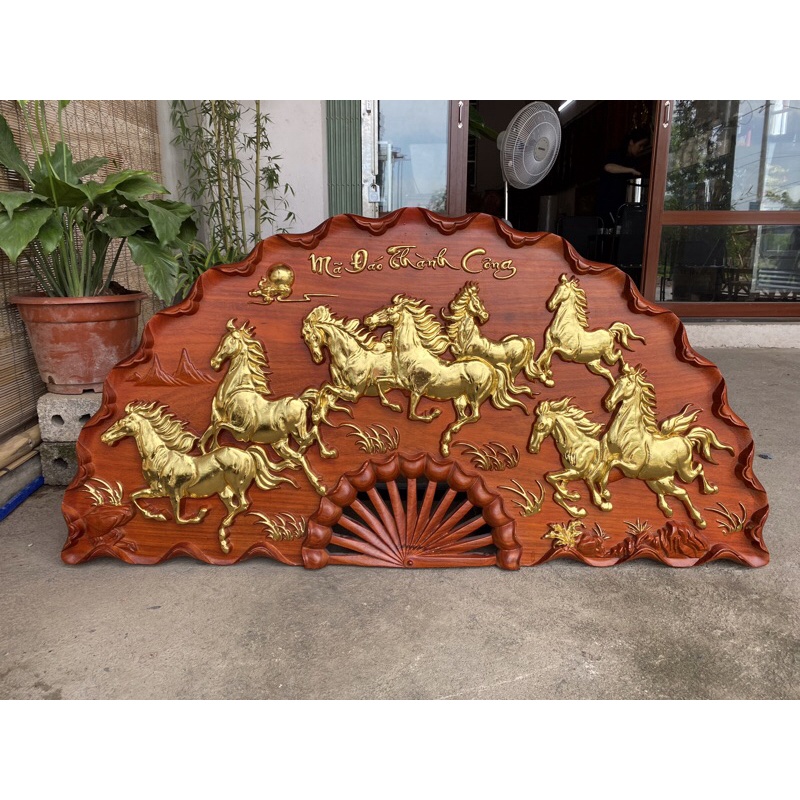 Tranh Quạt Mã Đáo Thành Công Gỗ Hương TReo Tường KÍCH THƯỚC 60*120cm