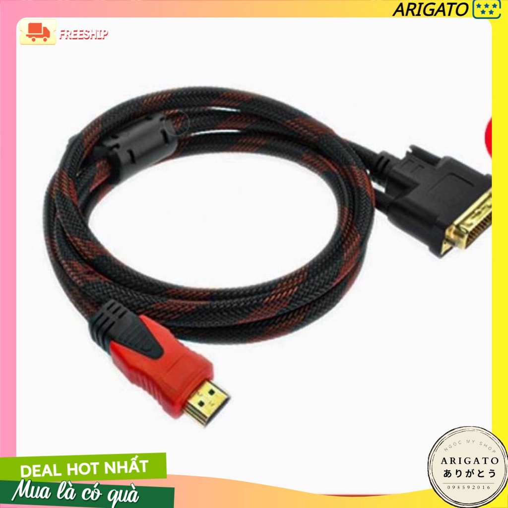 Dây Cáp Chuyển Đổi DVI ra HDMI 1.5m ARIGATO Độ Nét Cao. Độ phân giải ...