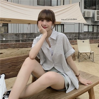 Áo sơ mi Hàn Quốc dáng rộng kẻ sọc nhiều màu Ulzzang (hàng QC) - Ảnh thật