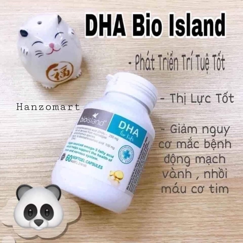Viên Bổ sung dầu cá DHA cho bé của Úc Bioisland DHA Kids 60 viên