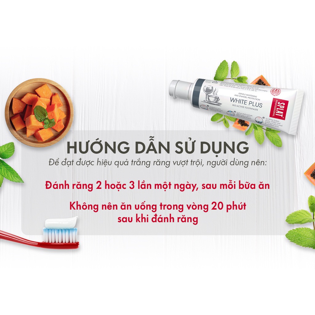 Mô tả Kem Đánh Răng SPLAT White Plus Professional series Giúp Trắng Sáng, Loại Bỏ Vết Ố Vàng Hiệu Quả Dung Tích 20ml - 3