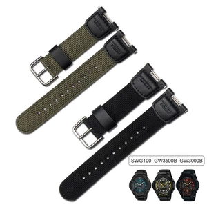 Dây đeo Nylon cho SGW100 SGW-100 Phụ kiện dây đồng hồ thay thế SGW-100-1V SGW-100-1VDF Vòng đeo tay thể thao