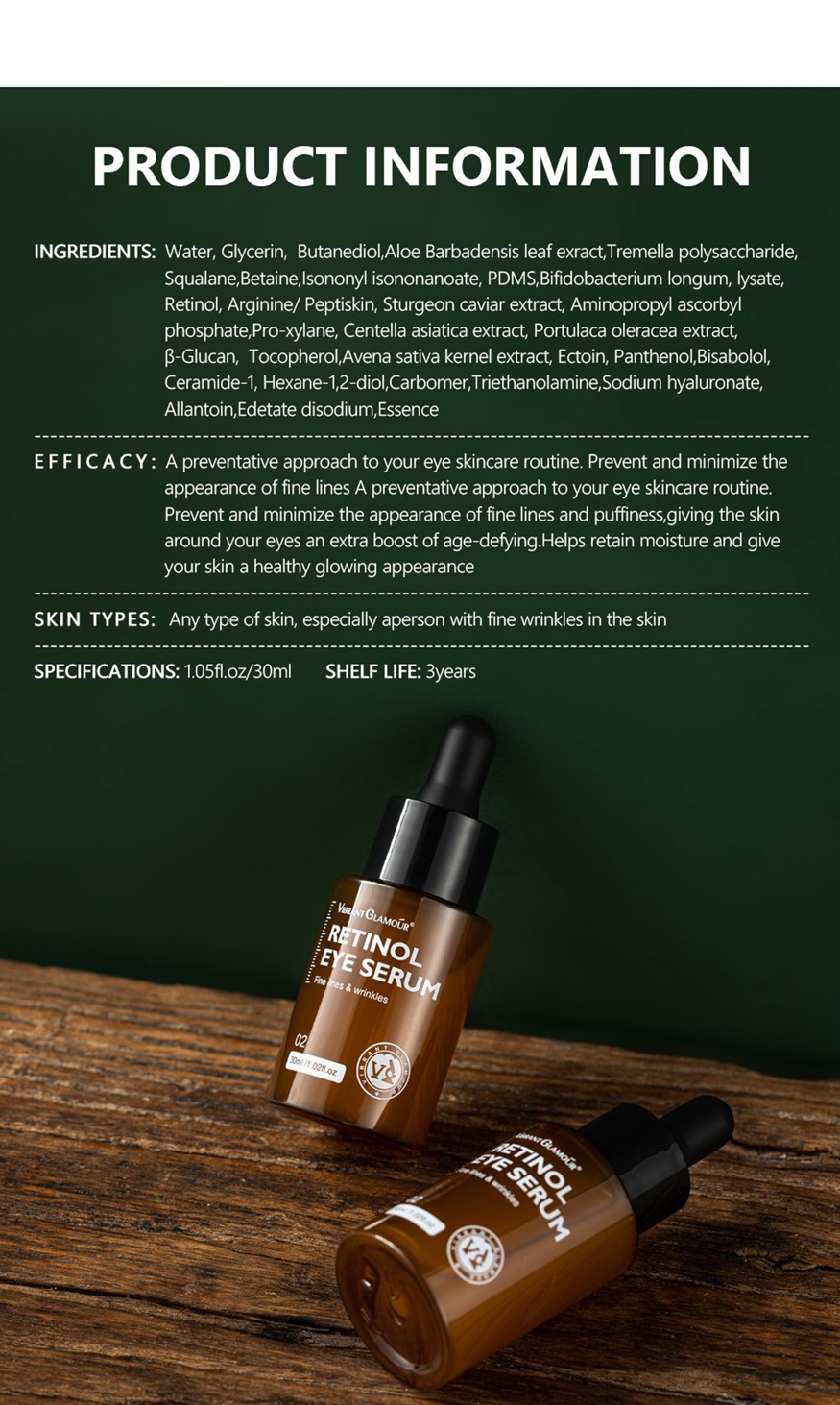 Hiệu quả Tinh chất dưỡng mắt Vibrant Glamour Retinol