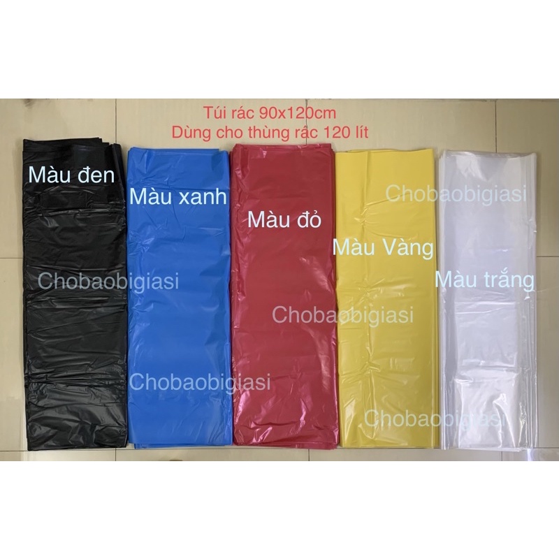 1 kg túi rác công nghiệp thùng 120lít size 90x120cm, có sẵn 5màu Đen ...