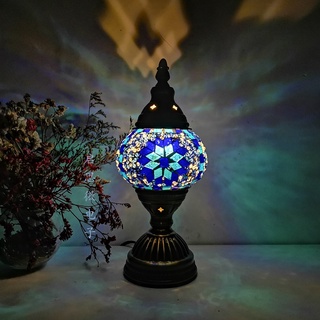 Đèn Để Bàn Mặt Kính Họa Tiết Mosaic Phong Cách Vintage Nghệ Thuật Thổ Nhĩ Kỳ