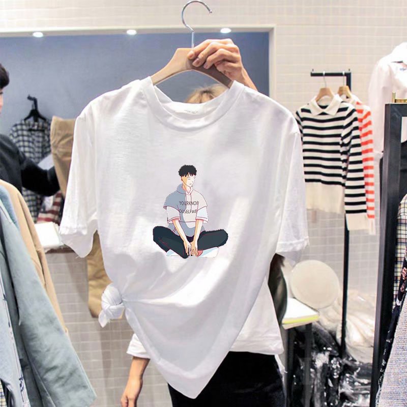 Ảnh Áo Thun Cotton Cổ Thuyền In Họa Tiết Hoạt Hình Thời Trang 2021 Cho Nữ 1