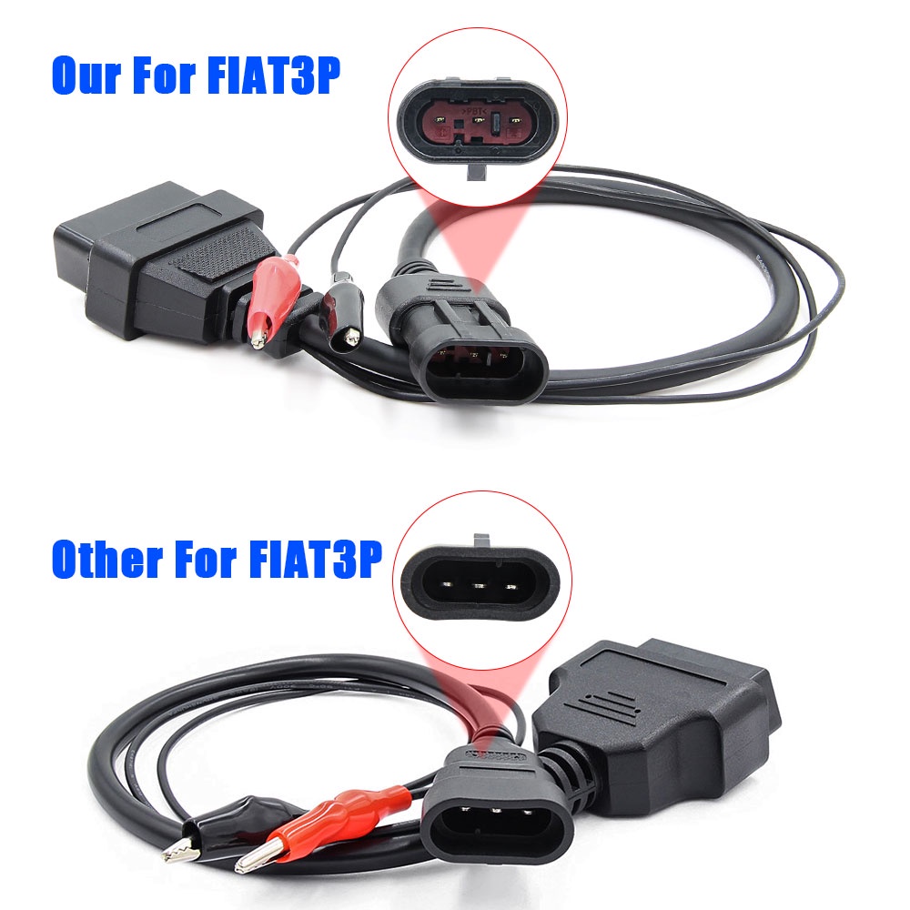 Cho Fiat 3 Pin Đến 16 Pin Kết Nối Cáp OBD Cho Alfa / Lancia 3Pin Đến 16Pin ELM327 OBD2 OBD Công Cụ Chẩn Đoán Máy Quét Mã Đầu Đọc Adapter Cáp Kết Nối Xe Hơi