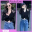 Áo Croptop Tay Dài RANSHI Áo Thun Dáng Ngắn Khoét Vai Vải Thun Gân Thoáng Khí Siêu Cá Tính - RA071