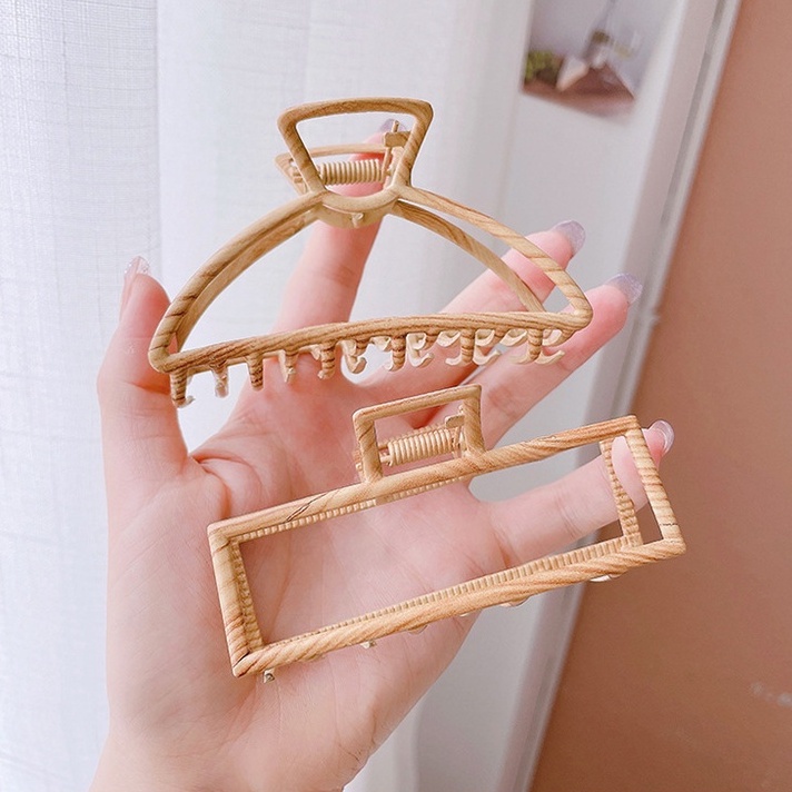 Kẹp Tóc Kim Loại Giả Gỗ Cao Cấp Mẫu Mới Phong Cách Hàn Quốc