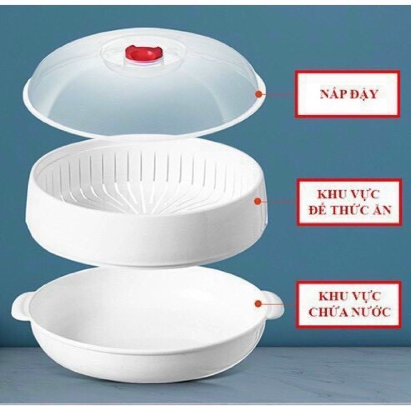 Bộ Khay Hấp Lò Vi Sóng 3 Lớp Việt Nhật - Khay hấp thực phẩm 3 chi tiết bằng nhựa dùng cho lò vi sóng. | BigBuy360 - bigbuy360.vn