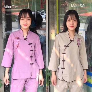 Đồ Lam Đi Chùa # Tàu Xéo Thêu Thư Pháp # Đồ Bộ # Quần Áo Nữ