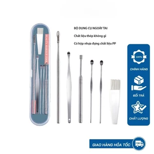 Bộ Dụng Cụ Ngoáy Tai 6 Món [🔥Chính Hãng🔥] - Bộ Lấy Ráy Tai Thép Không Rỉ 6 Món-Bộ Mát Xa Tai - Làm Sạch Tai Hiệu Qủa