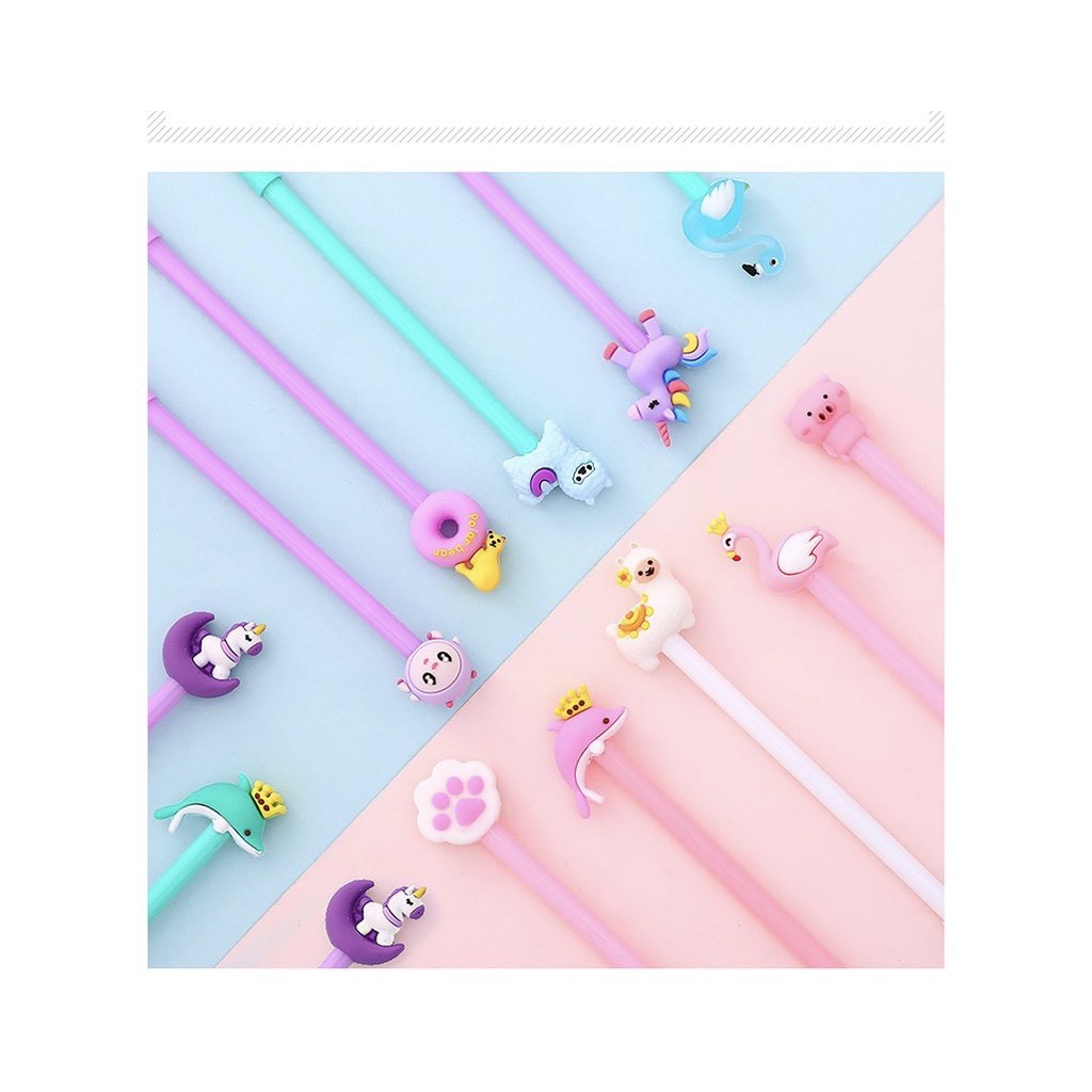 Set 20 Cây Bút Nước Hoạt Hình Dễ Thương Tặng Kèm Túi Zip