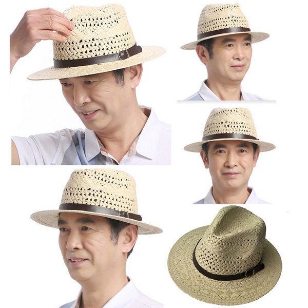 Ống hút mũ cao bồi phương Tây - Bohemia thoáng khí rỗng - Bãi biển mùa hè Mặt trời rộng vành Fedora Trilby Mũ chống nắng rơm
