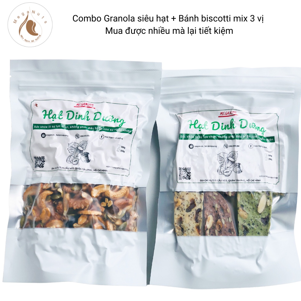 Combo Granola Siêu Hạt 250g + Biscotti Mix 3 Vị 250g