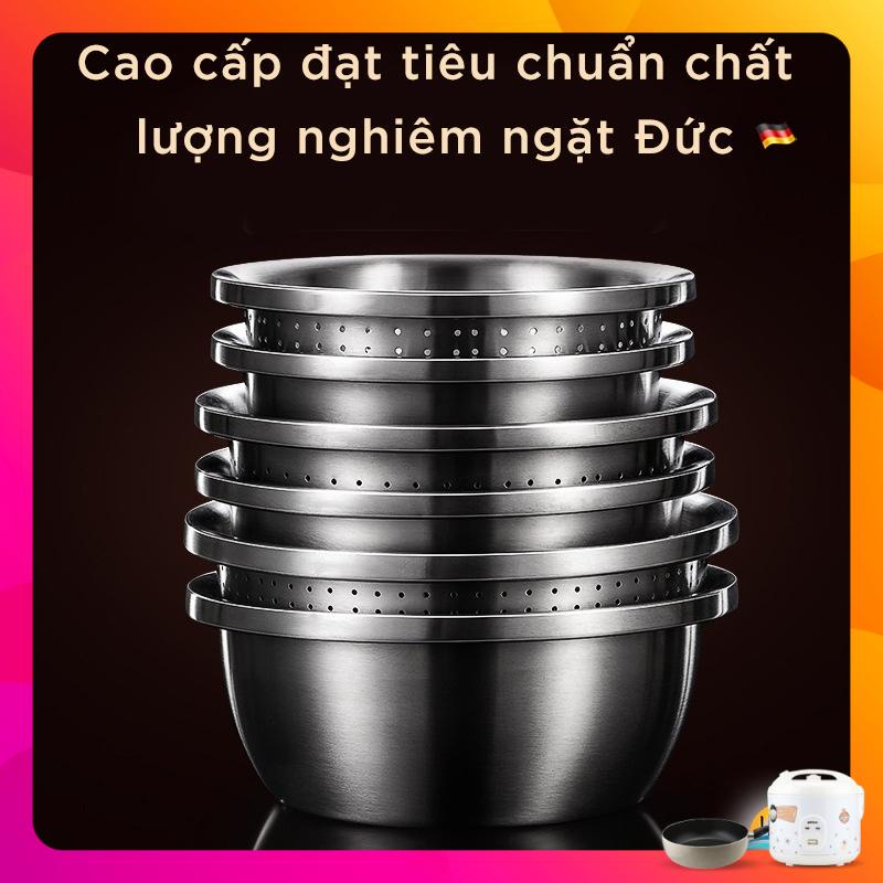 Chậu Rổ Inox 304 Cao Cấp – Lòng Sâu 13cm, Chống Kháng Khuẩn, Xếp Chồng ...