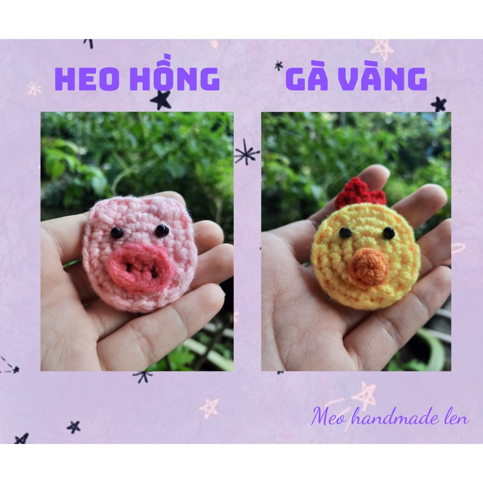 Pin/Ghim cài doraemon, minions, động vật bằng len - Handmade len - Crochet