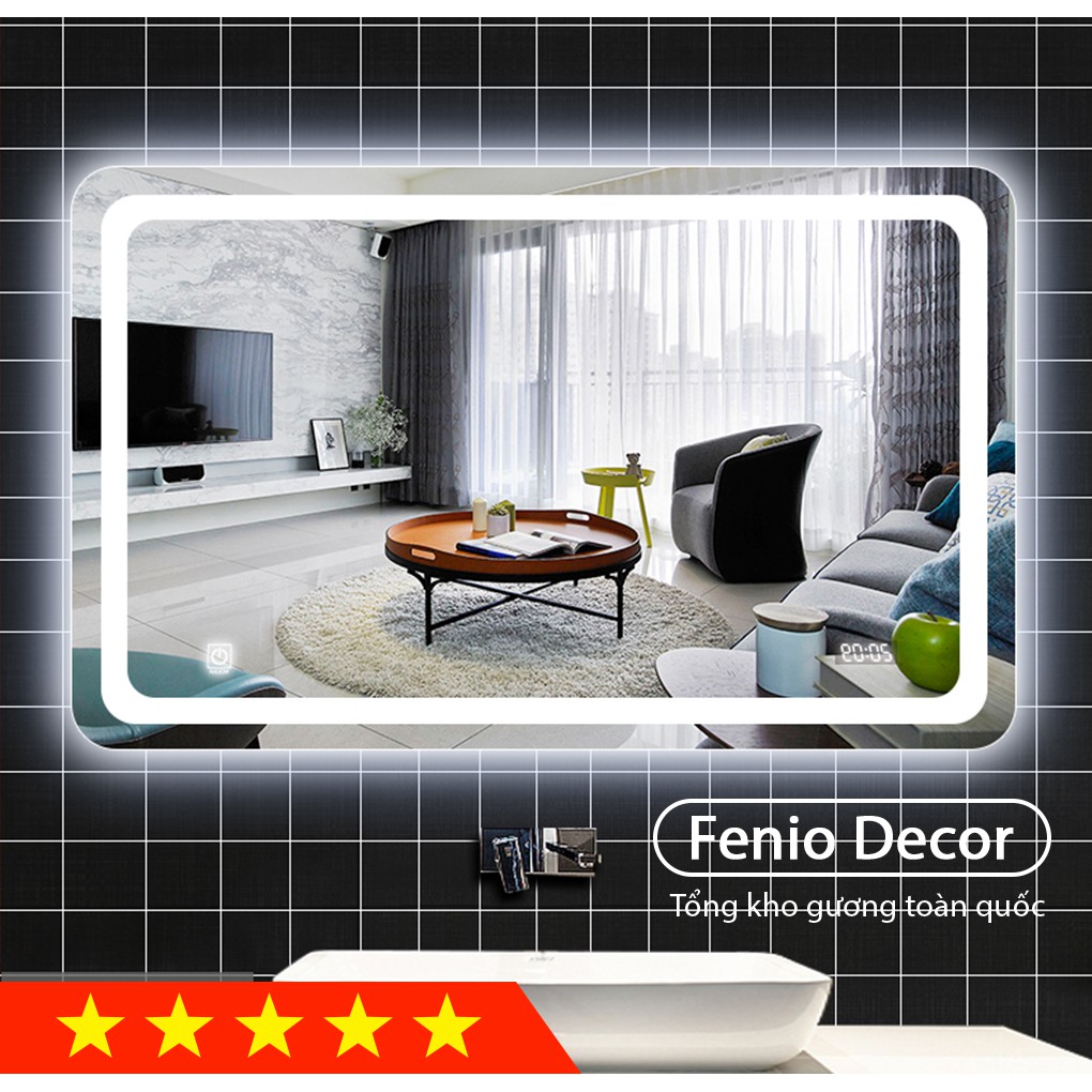 Ảnh Gương led cảm ứng hình chữ nhật FENIO DECOR gương led viền treo tường nhà tắm spa tiệm nail phòng ngủ 3