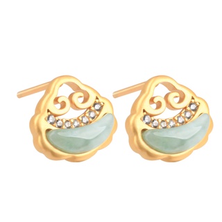 Bông tai Jasper Hetian tự nhiên, kích cỡ nhỏ, phong cách cổ điển nữ