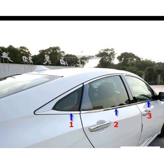 Ốp nẹp chân kính, cong kính  xe Honda Civic 2022-2025 INOX cao cấp, sáng bóng